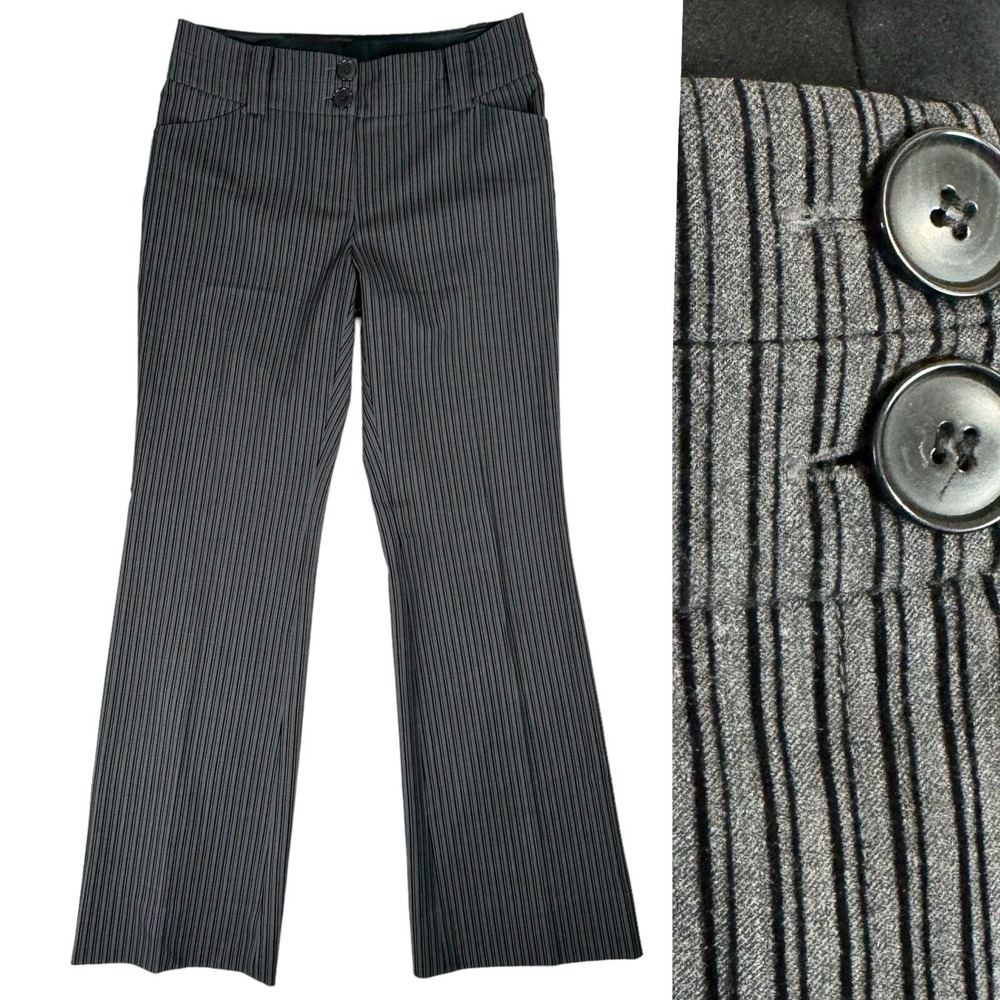 Per Se Carlisle Wool Bootcut Flare Dress‎ Pants Size 4 Silk Pinstripe Trousers